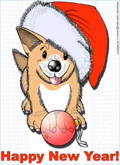 Puppy color image with Happy New Year text