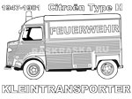 контурный рисунок пожарного фургона Ситроен с немецкими словами