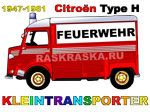 цветная картинка пожарного фургончика Citroen HY с немецкой подписью