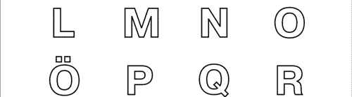 немецкие буквы контурные на одном листе