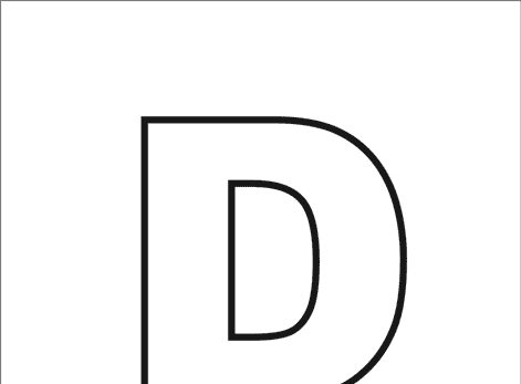 printable outline English letter D with dog image
