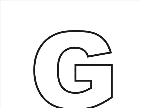 printable outline english letter G with Gnome picture