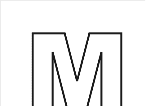 Outline english letter M with Monkey picture for print