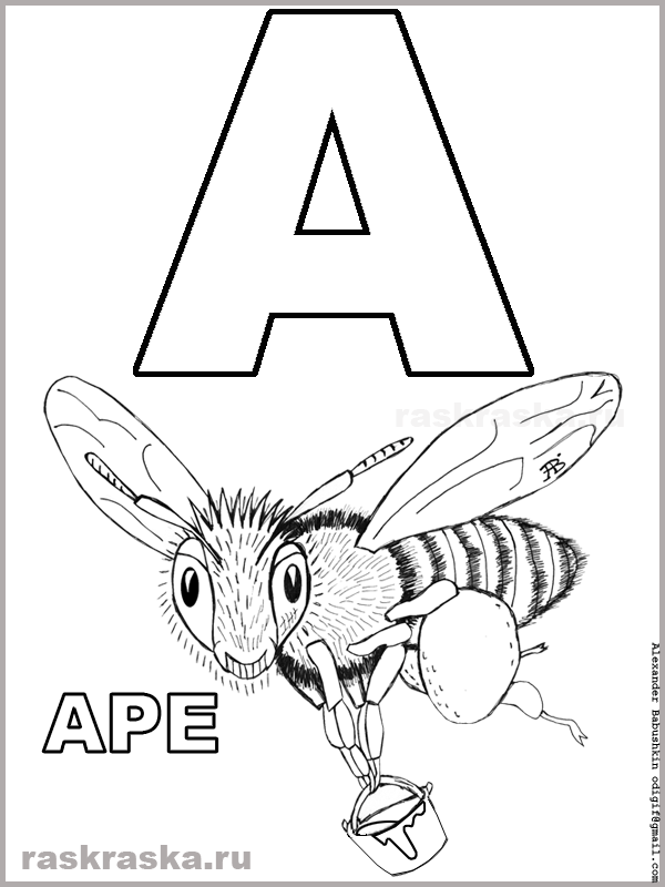 outline italian letter A with bee picture