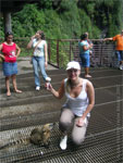 girl and opossum