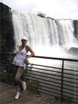 girl against the background waterfall