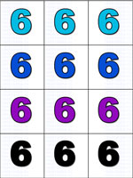 12 цветных шестёрок на одном листе